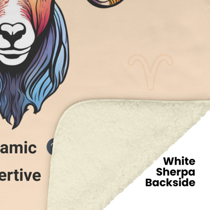 Aries Fleece or sherpa blanket showing white shrepa backside mister obtuse eclectic goods