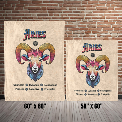 Aries Fleece or sherpa blanket size options mister obtuse eclectic goods
