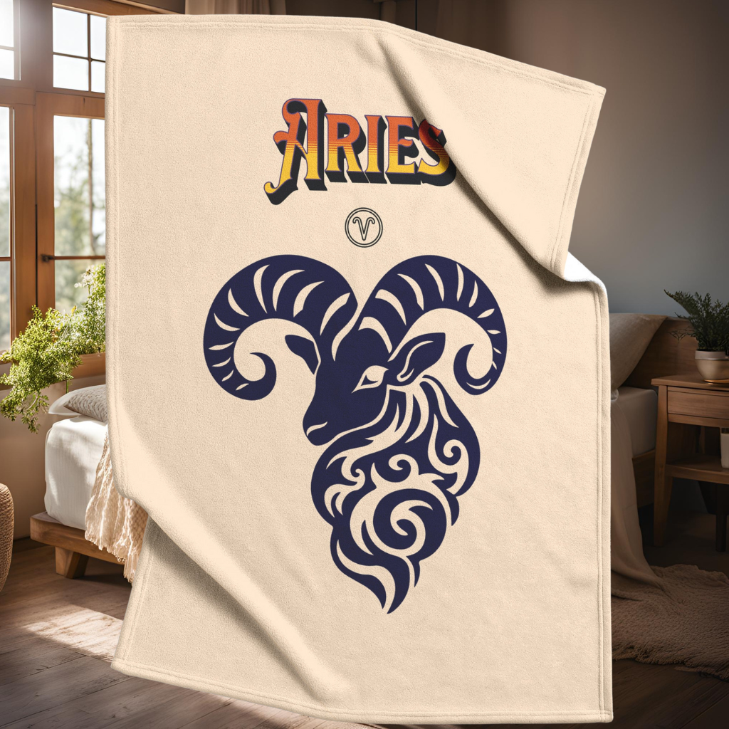 Aries Minimalist Fleece or sherpa blanket bedroom setting obtuse eclectic goods