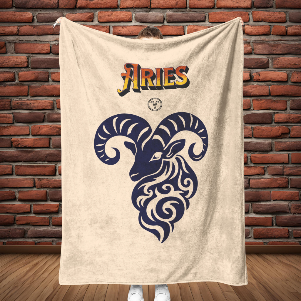 Aries Minimalist Fleece or sherpa blanket full length obtuse eclectic goods