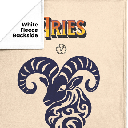 Aries Minimalist Fleece or sherpa blanket showing fleece backside obtuse eclectic goods