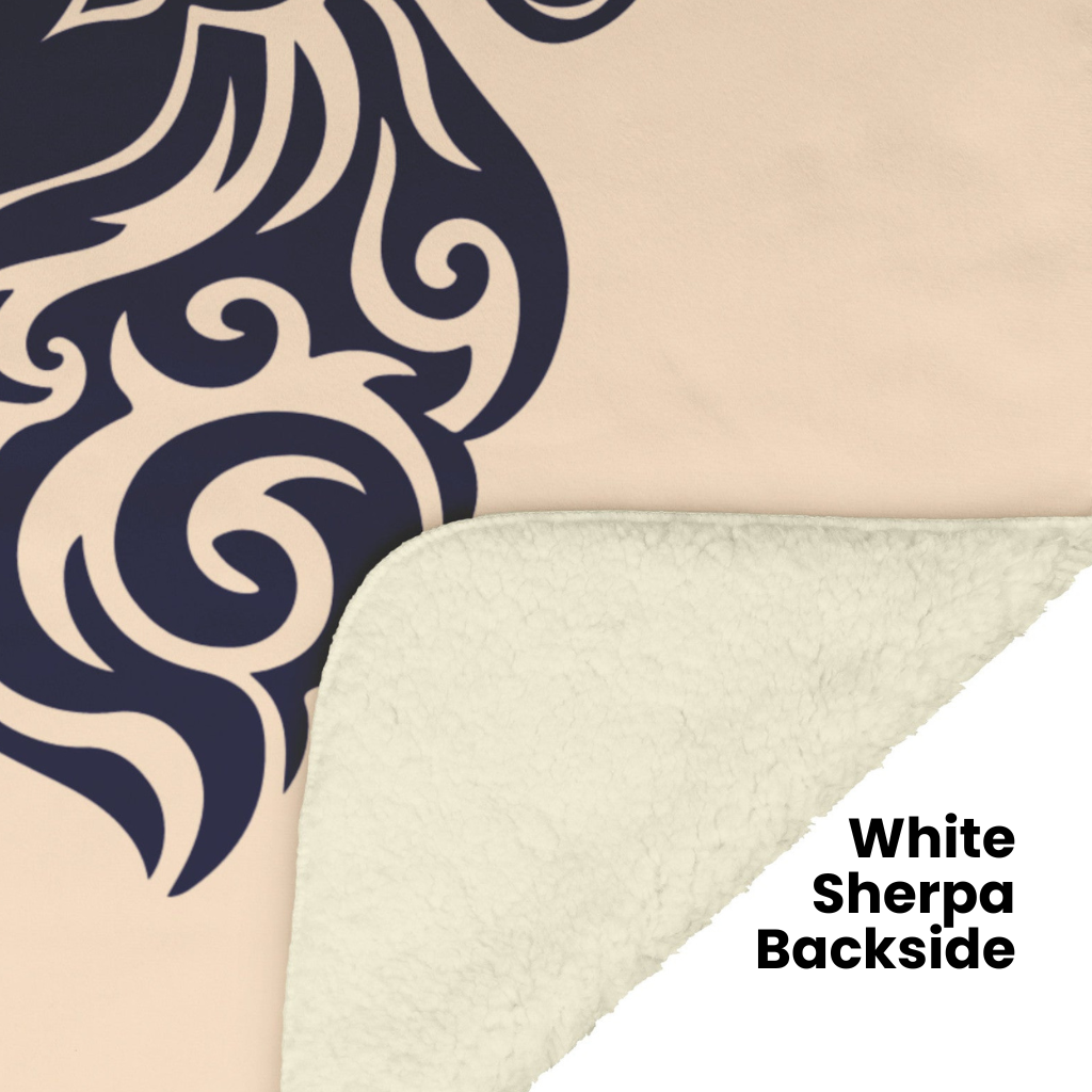 Aries Minimalist Fleece or sherpa blanket showing sherpa backside obtuse eclectic goods