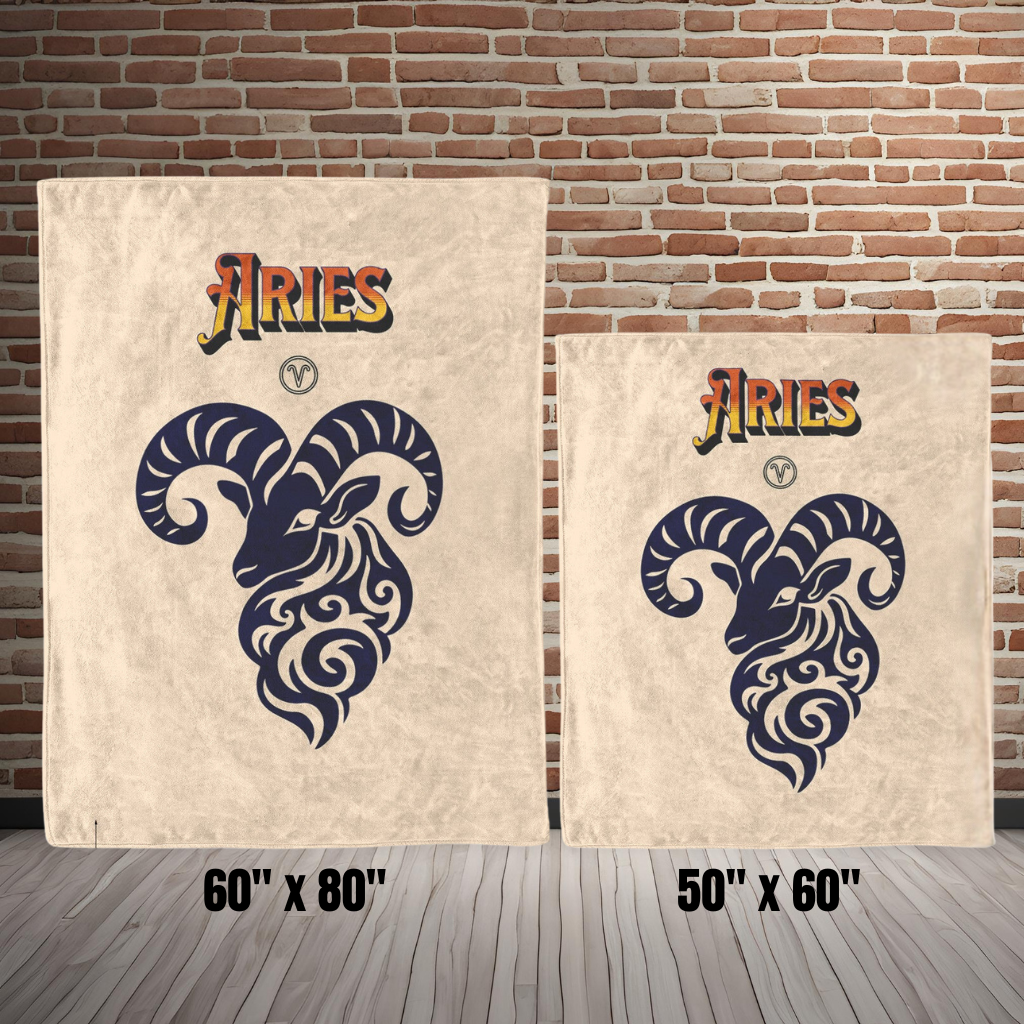 Aries Minimalist Fleece or sherpa blanket size options obtuse eclectic goods