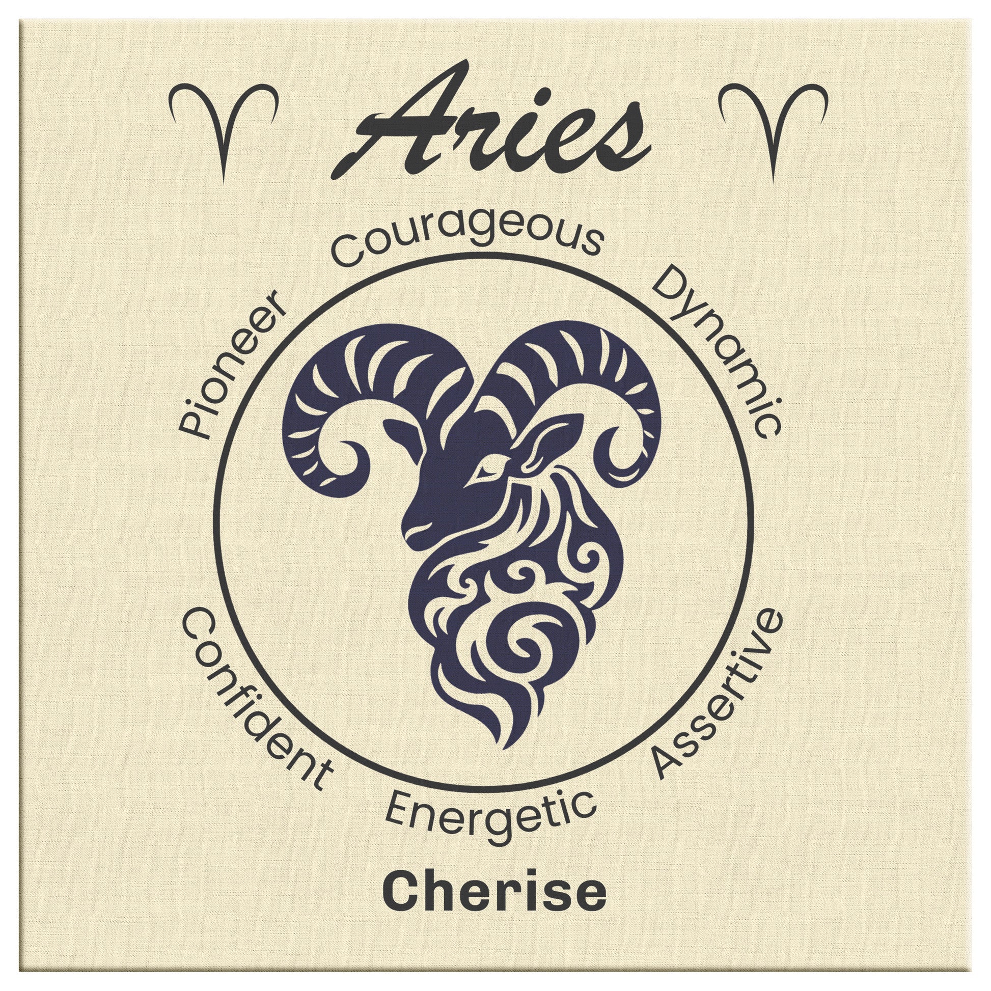 Aries Minimalist Personalized Square Canvas Wrap close up mister obtuse eclectic goods