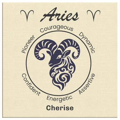 Aries Minimalist Personalized Square Canvas Wrap close up mister obtuse eclectic goods