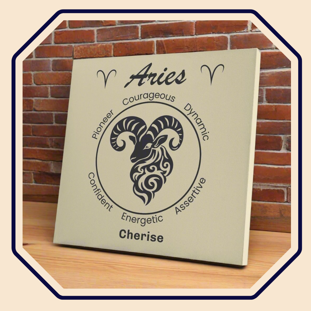 Aries Minimalist Personalized Square Canvas Wrap main product image mister obtuse eclectic goods