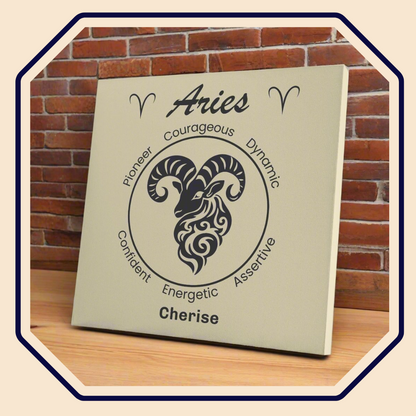 Aries Minimalist Personalized Square Canvas Wrap main product image mister obtuse eclectic goods