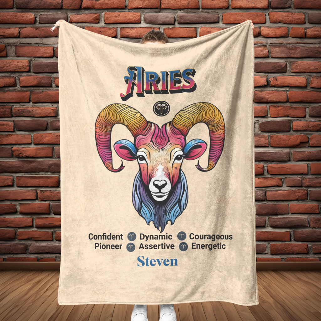 Aries Personalized Fleece or Sherpa Blanket full length Mister Obtuse Eclectic Goods