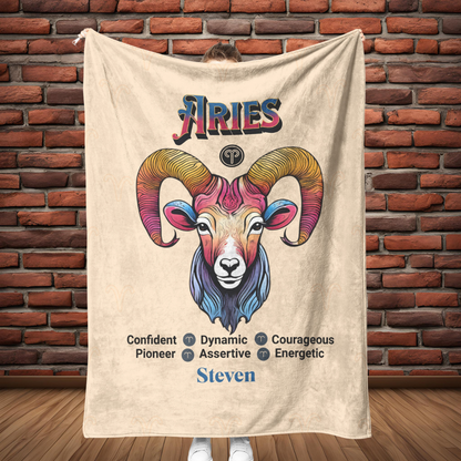 Aries Personalized Fleece or Sherpa Blanket full length Mister Obtuse Eclectic Goods