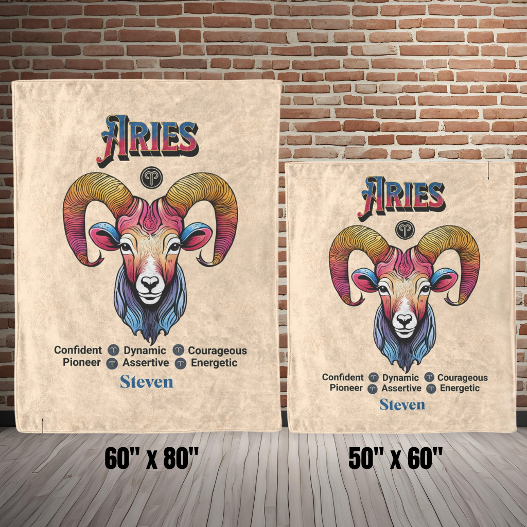 Aries Personalized Fleece or Sherpa Blanket size options Mister Obtuse Eclectic Goods