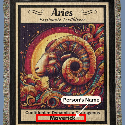 Aries Personalized blanket showing name mister obtuse eclectic goods