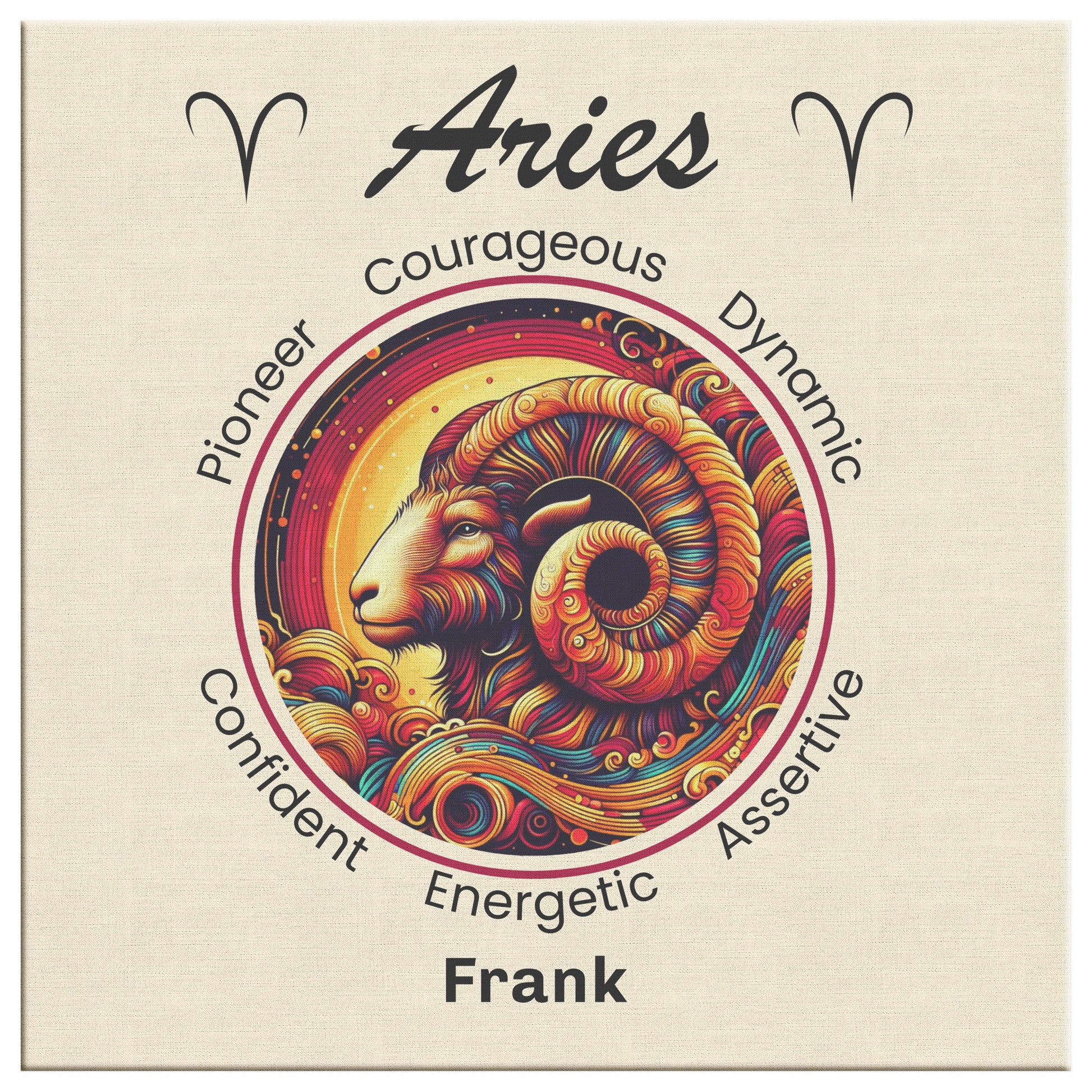 Aries Rising Personalized Square Canvas Wrap close up mister obtuse eclectic goods