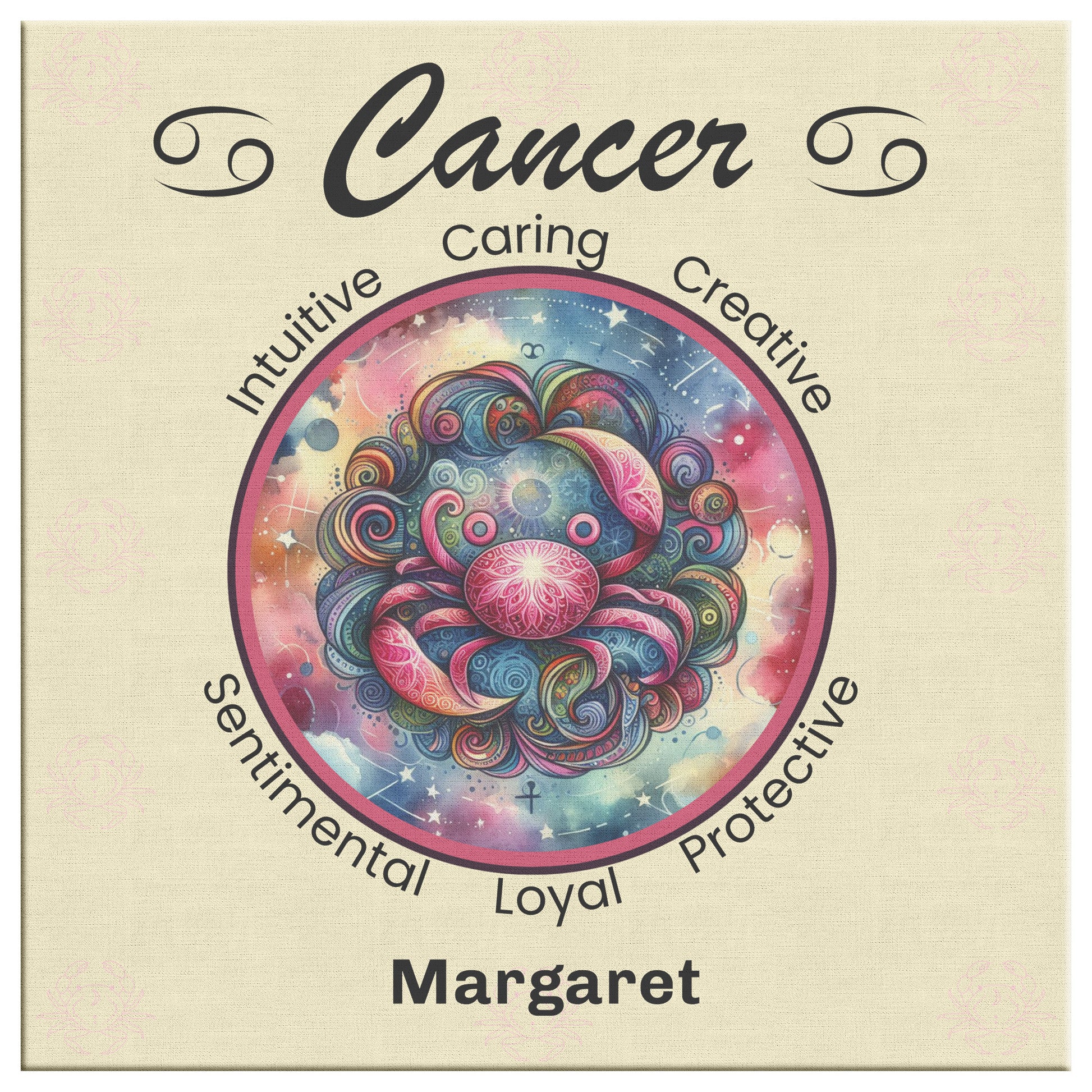 Cancer Cosmic Dreams Personalized Square Canvas Wrap close up mister obtuse eclectic goods