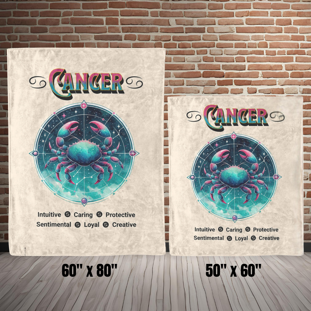 Cancer Fleece or sherpa blanket size options mister obtuse eclectic goods