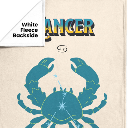 Cancer Minimalist Fleece or sherpa blanket showing white fleece backside mister obtuse eclectic goods