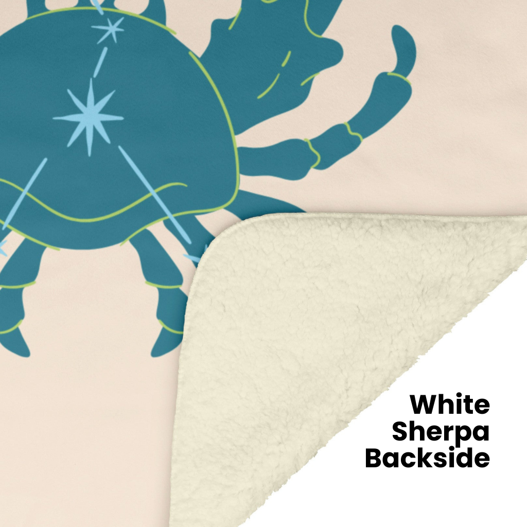 Cancer Minimalist Fleece or sherpa blanket showing white sherpa backside mister obtuse eclectic goods