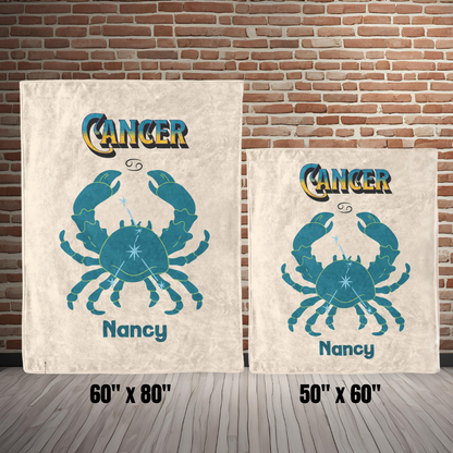 Cancer Minimalist Personalized Fleece or Sherpa Blanket size options Mister Obtuse Eclectic Goods