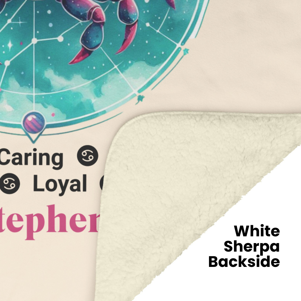 Cancer Personalized Fleece or Sherpa Blanket showing white sherpa backside Mister Obtuse Eclectic Goods