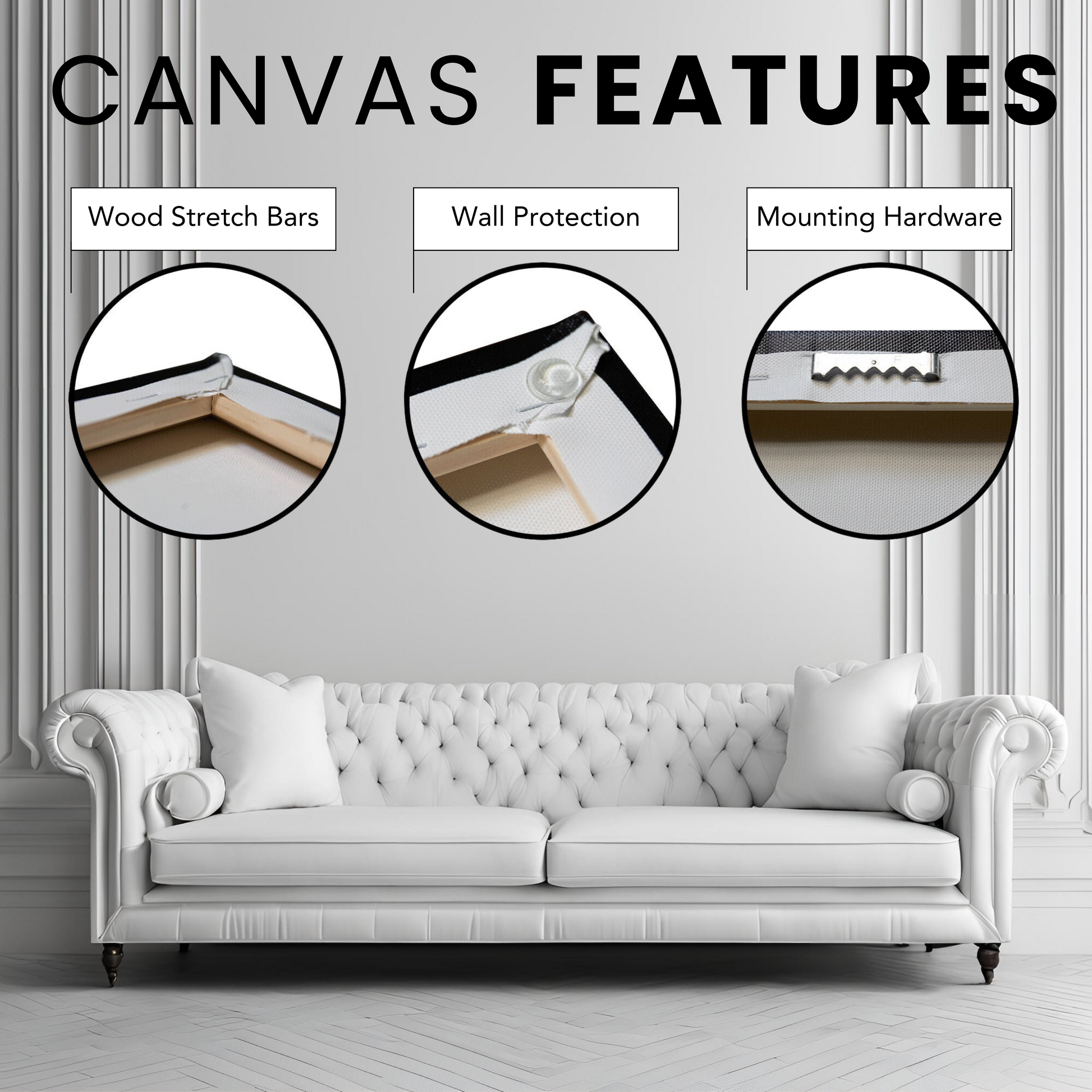 Canvas Wrap features wood stretch bars wall protection mounting hardware included mister obtuse eclectic goods