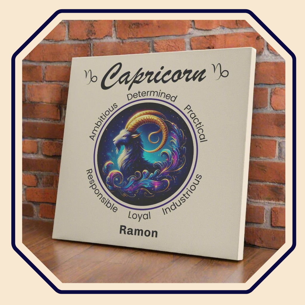 Capricorn Celestial Ambition Personalized Square Canvas Wrap main product image mister obtuse eclectic goods