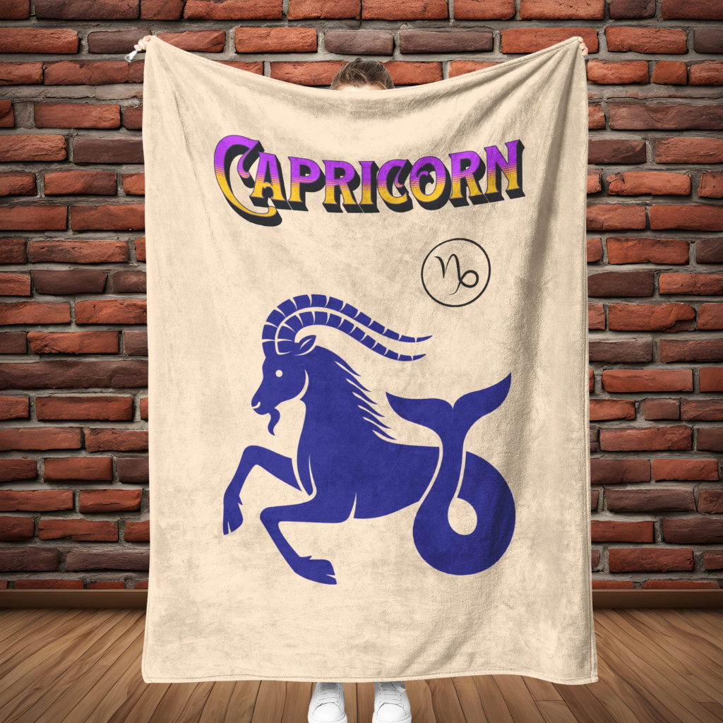 Capricorn Minimalist Fleece or sherpa blanket full length mister obtuse eclectic goods