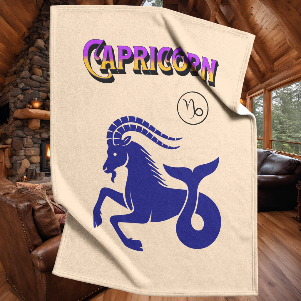 Capricorn Minimalist Fleece or sherpa blanket inside cabin with fireplace mister obtuse eclectic goods