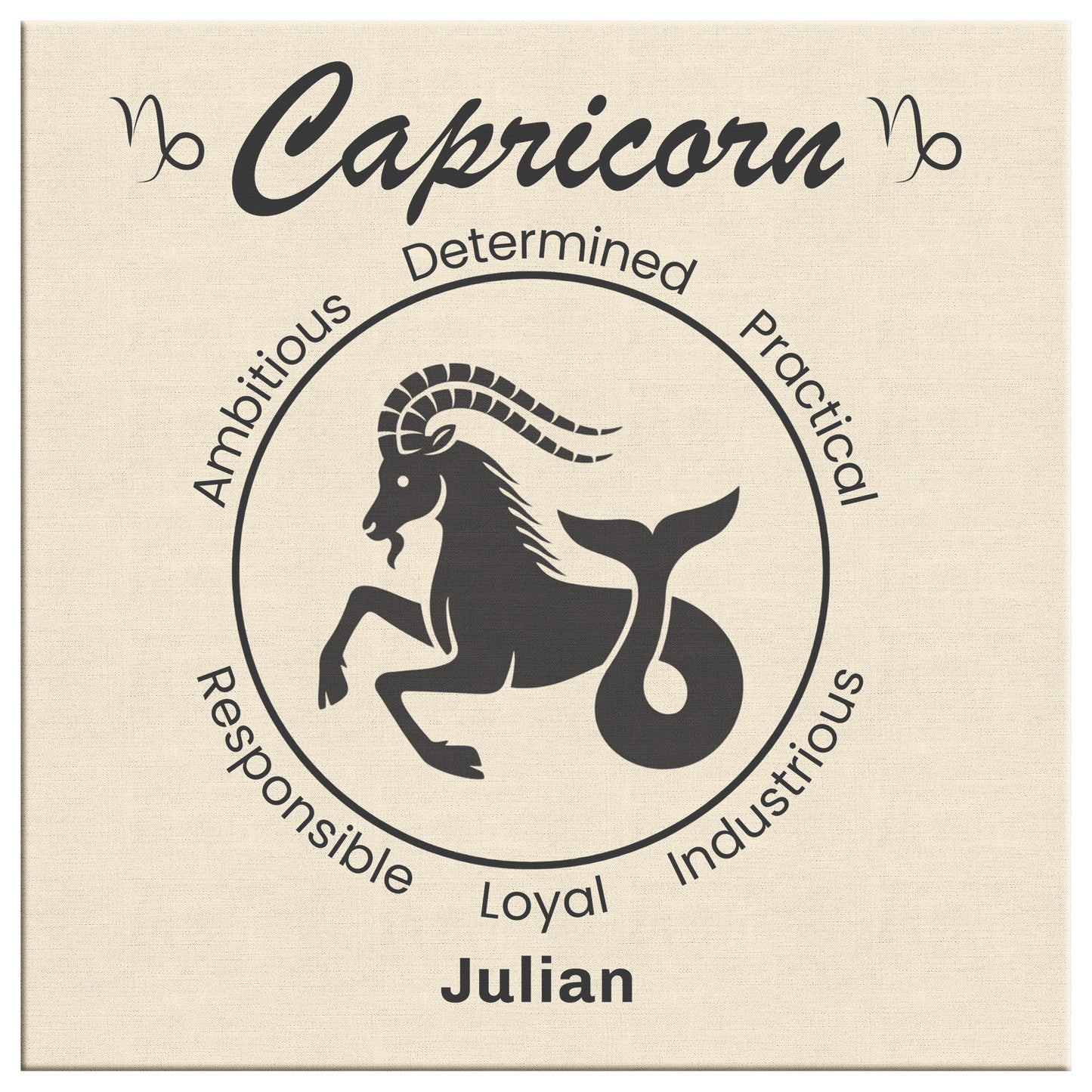 Capricorn Minimalist Personalized Square Canvas Wrap close up mister obtuse eclectic goods