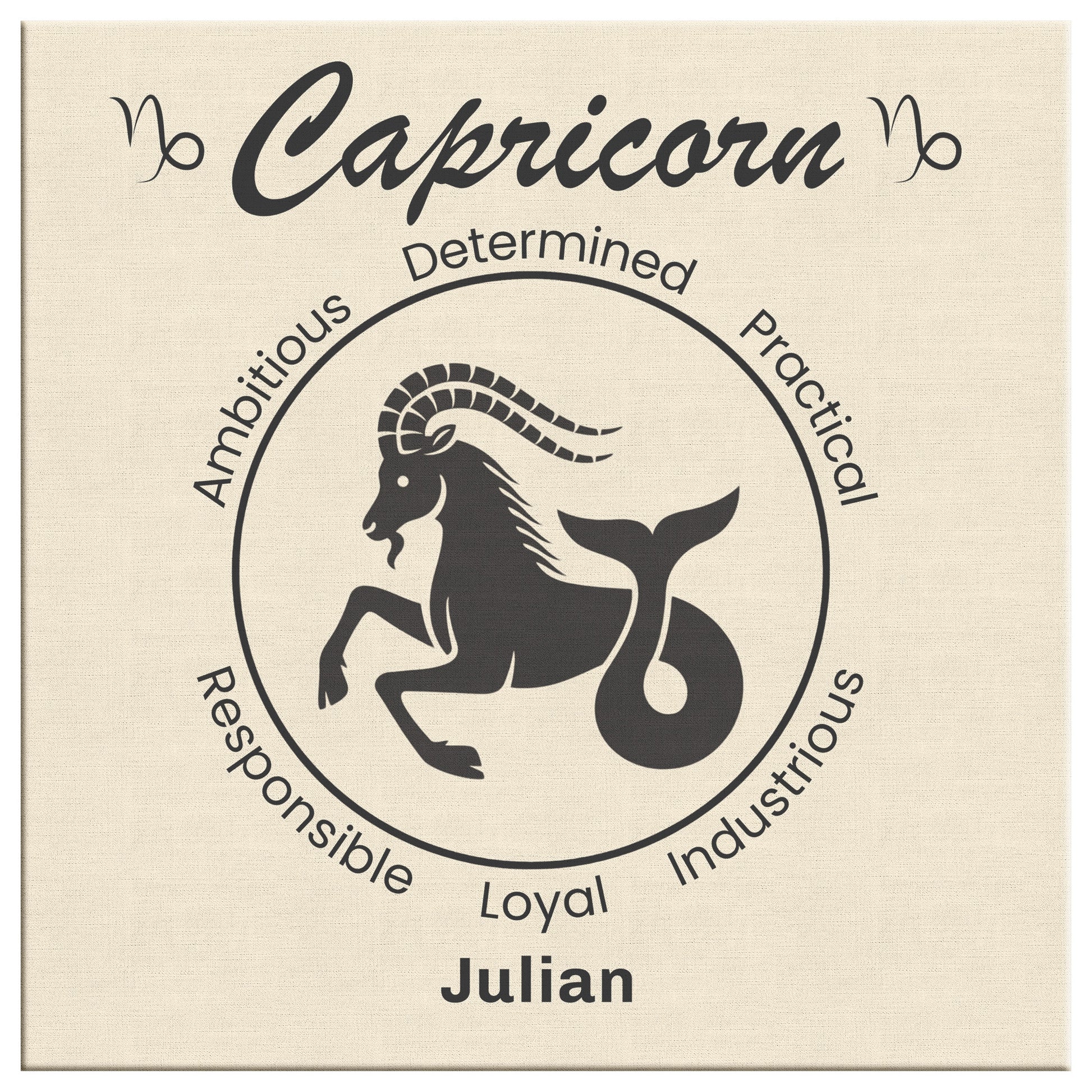 Capricorn Minimalist Personalized Square Canvas Wrap close up mister obtuse eclectic goods