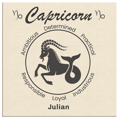 Capricorn Minimalist Personalized Square Canvas Wrap close up mister obtuse eclectic goods