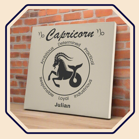 Capricorn Minimalist Personalized Square Canvas Wrap main product image mister obtuse eclectic goods