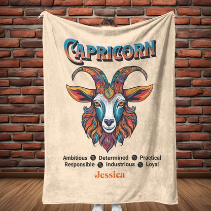 Capricorn Personalized Fleece or Sherpa Blanket full length Mister Obtuse Eclectic Goods