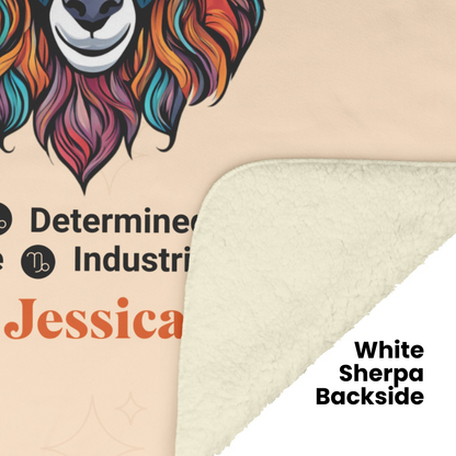 Capricorn Personalized Fleece or Sherpa Blanket showing sherpa backside Mister Obtuse Eclectic Goods