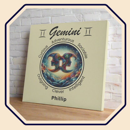 Gemini A Star Is Born Personalized Square Canvas Wrap main product image mister obtuse eclectic goods