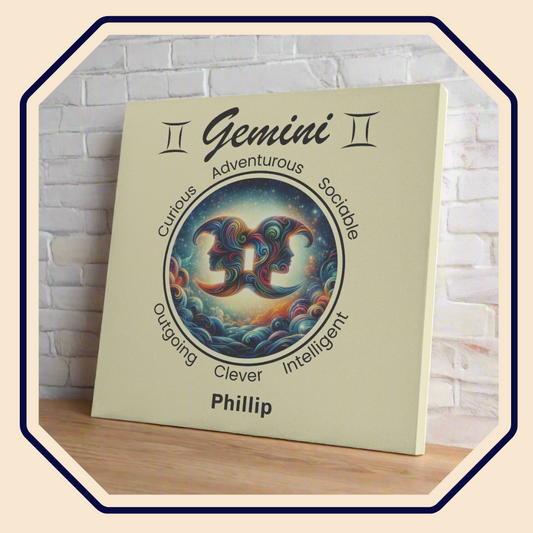 Gemini A Star Is Born Personalized Square Canvas Wrap main product image mister obtuse eclectic goods