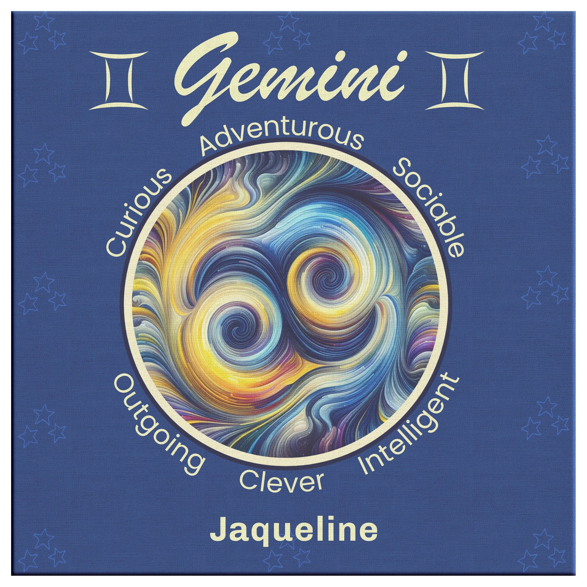 Gemini abstract Personalized Square Canvas Wrap close up mister obtuse eclectic goods
