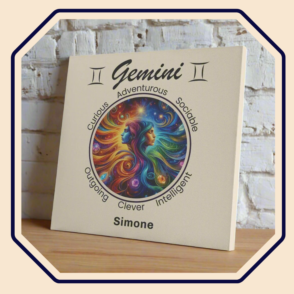 Gemini Double Trouble Personalized Square Canvas Wrap main product image mister obtuse eclectic goods