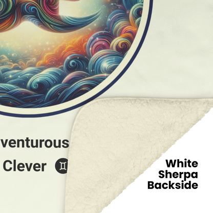 Gemini Fleece or sherpa blanket showing white sherpa backside mister obtuse eclectic goods