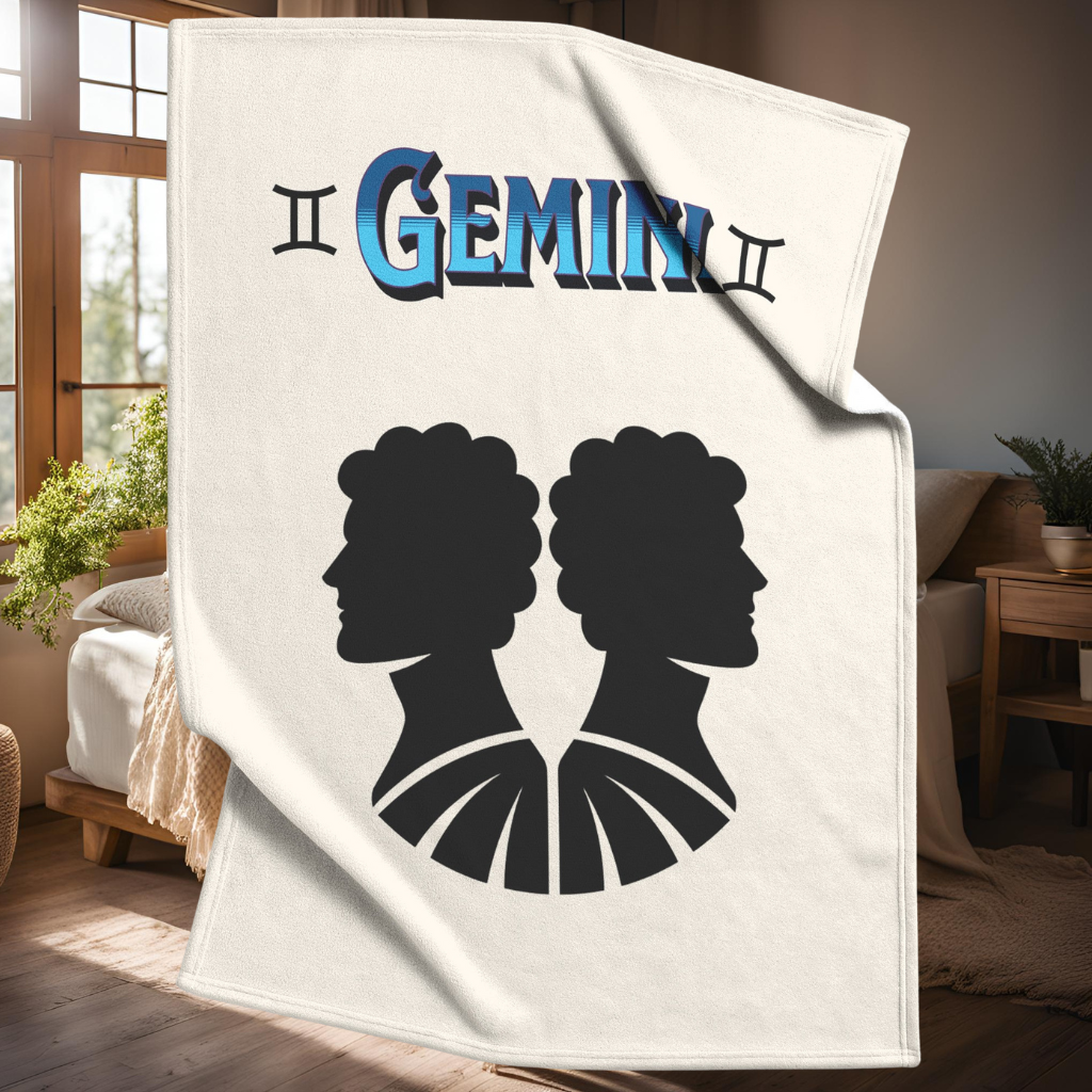 Gemini Minimalist Fleece or sherpa blanket bedroom setting mister obtuse eclectic goods