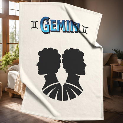 Gemini Minimalist Fleece or sherpa blanket bedroom setting mister obtuse eclectic goods