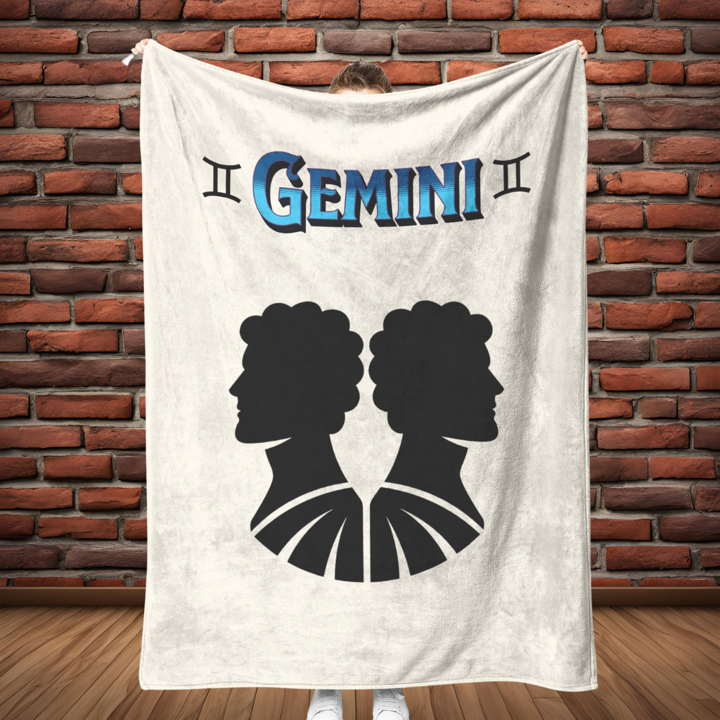 Gemini Minimalist Fleece or sherpa blanket full length mister obtuse eclectic goods