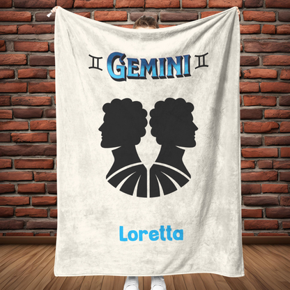 Gemini Minimalist Personalized Fleece or Sherpa Blanket full length Mister Obtuse Eclectic Goods