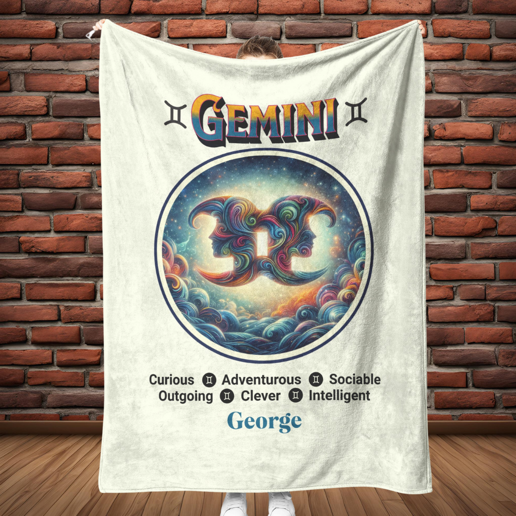 Gemini Personalized Fleece or Sherpa Blanket full length Mister Obtuse Eclectic Goods