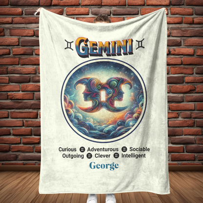 Gemini Personalized Fleece or Sherpa Blanket full length Mister Obtuse Eclectic Goods