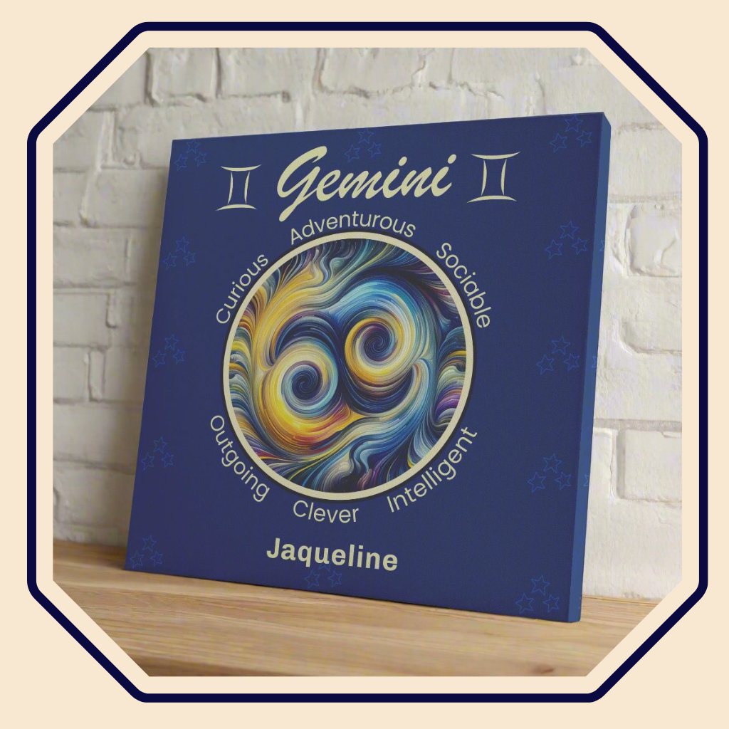 Gemini abstract Personalized Square Canvas Wrap main product image mister obtuse eclectic goods
