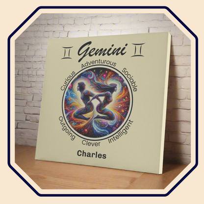 Gemini the best of both Personalized Square Canvas Wrap main product image mister obtuse eclectic goods