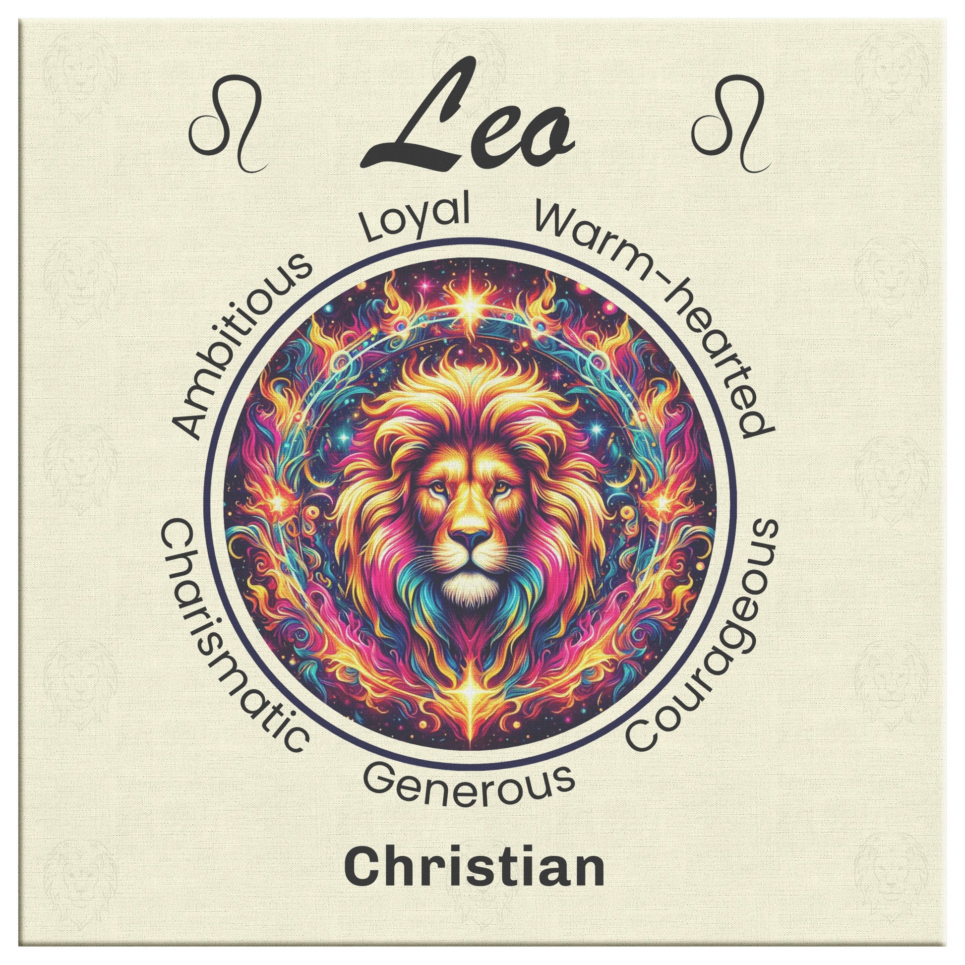 Leo In Flames Personalized Square Canvas Wrap close up mister obtuse eclectic goods