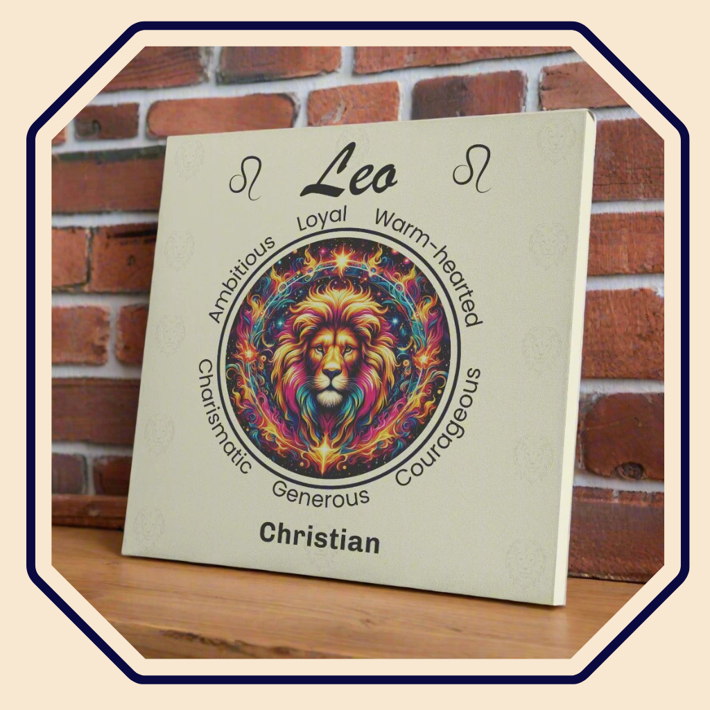 Leo In Flames Personalized Square Canvas Wrap main product image mister obtuse eclectic goods