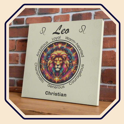 Leo In Flames Personalized Square Canvas Wrap main product image mister obtuse eclectic goods