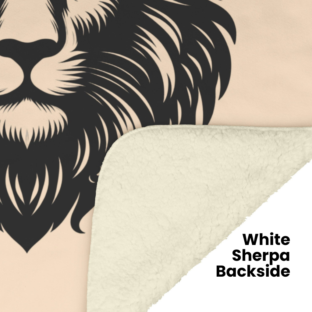 Leo Minimalist Fleece or sherpa blanket showing white sherpa backside mister obtuse eclectic goods