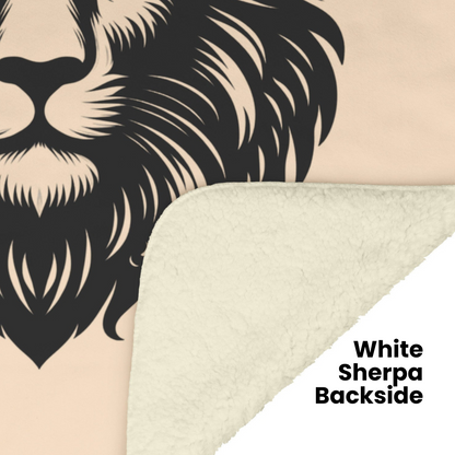 Leo Minimalist Fleece or sherpa blanket showing white sherpa backside mister obtuse eclectic goods